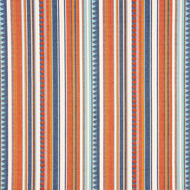 Zuni Stripe Blue & Orange 78730 by Schumacher Fabric Schumacher Fabric Zuni Stripe Blue & Orange 78730Fabric COTTON 100% INDIA </p><p>Repeat: H: HORZ. 14 1/2" (37CM) , V: VERT. 4" (10CM) 54.75 - Fabric Carolina -