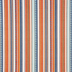 Schumacher Fabric Zuni Stripe Blue & Orange 78730