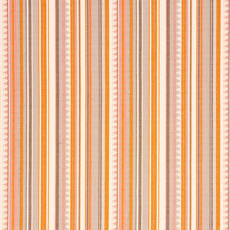 Zuni Stripe Orange & Pink 78732 by Schumacher Designer Fabric TRUE WEST COTTON 100% INDIA MARTINDALE 30,000 </p><p>Repeat: Horizontal: 14 1/2" (37CM) and Vertical: 4" (10CM) 54.75 - Swanky Fabrics -