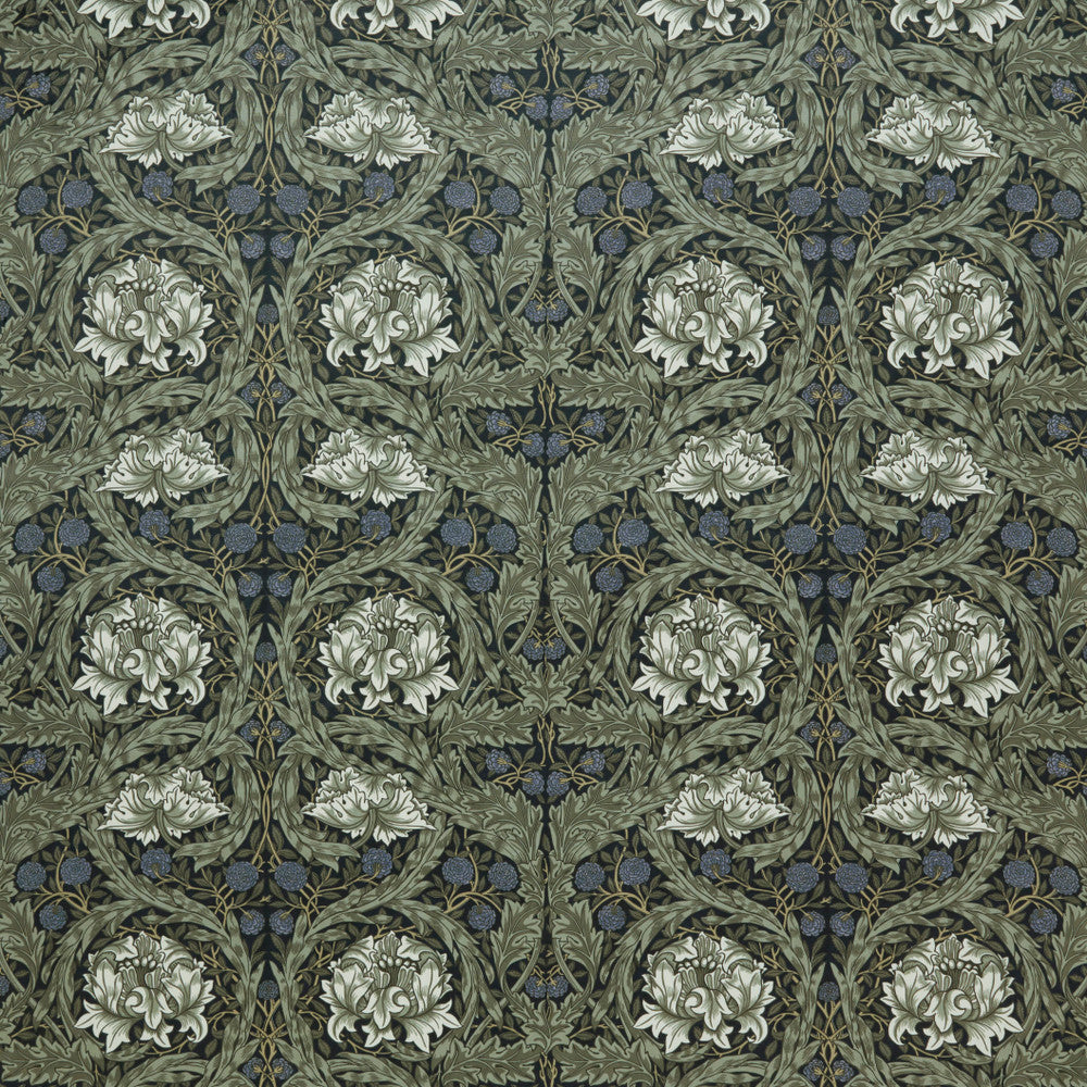 7877 African Marigold Velvet 1 Ink by Wmah Fabric Wmah Fabric 7877 African Marigold Velvet 1 InkFabric WILLIAM MORRIS AT HOME KELMSCOTT GARDENS VOL 2 100%POL TURKEY </p><p>Repeat: H: 27.125, V: 16.125 54 in - Fabric Carolina -