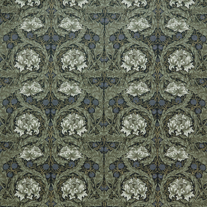 7877 African Marigold Velvet 1 Ink by Wmah Fabric Wmah Fabric 7877 African Marigold Velvet 1 InkFabric WILLIAM MORRIS AT HOME KELMSCOTT GARDENS VOL 2 100%POL TURKEY </p><p>Repeat: H: 27.125, V: 16.125 54 in - Fabric Carolina -