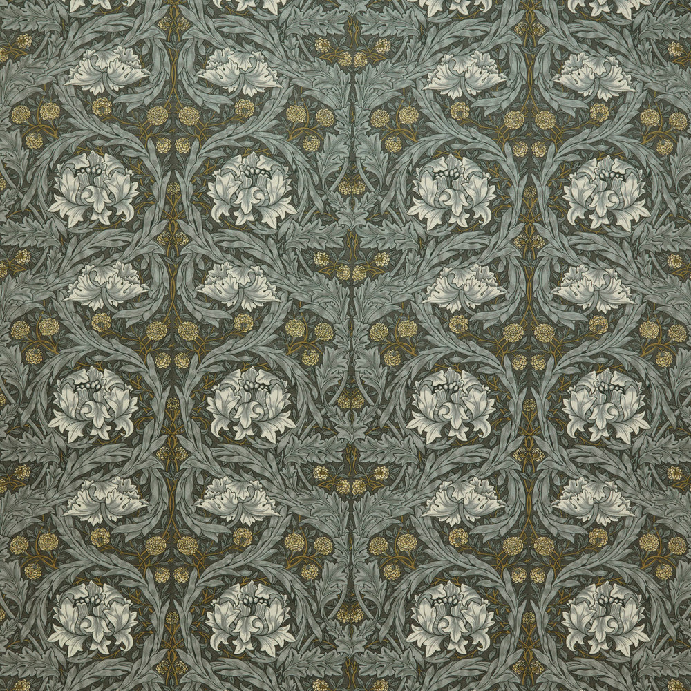 7877 African Marigold Velvet 2 Steel by Wmah Fabric Wmah Fabric 7877 African Marigold Velvet 2 SteelFabric WILLIAM MORRIS AT HOME KELMSCOTT GARDENS VOL 2 100%POL TURKEY </p><p>Repeat: H: 27.125, V: 16.125 54 in - Fabric Carolina -