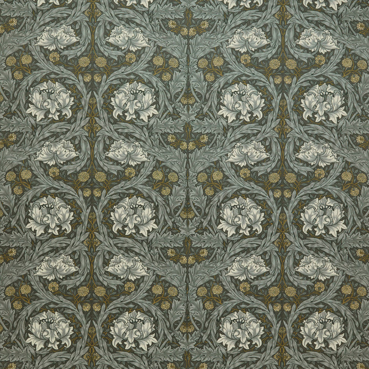 7877 African Marigold Velvet 2 Steel by Wmah Fabric Wmah Fabric 7877 African Marigold Velvet 2 SteelFabric WILLIAM MORRIS AT HOME KELMSCOTT GARDENS VOL 2 100%POL TURKEY </p><p>Repeat: H: 27.125, V: 16.125 54 in - Fabric Carolina -