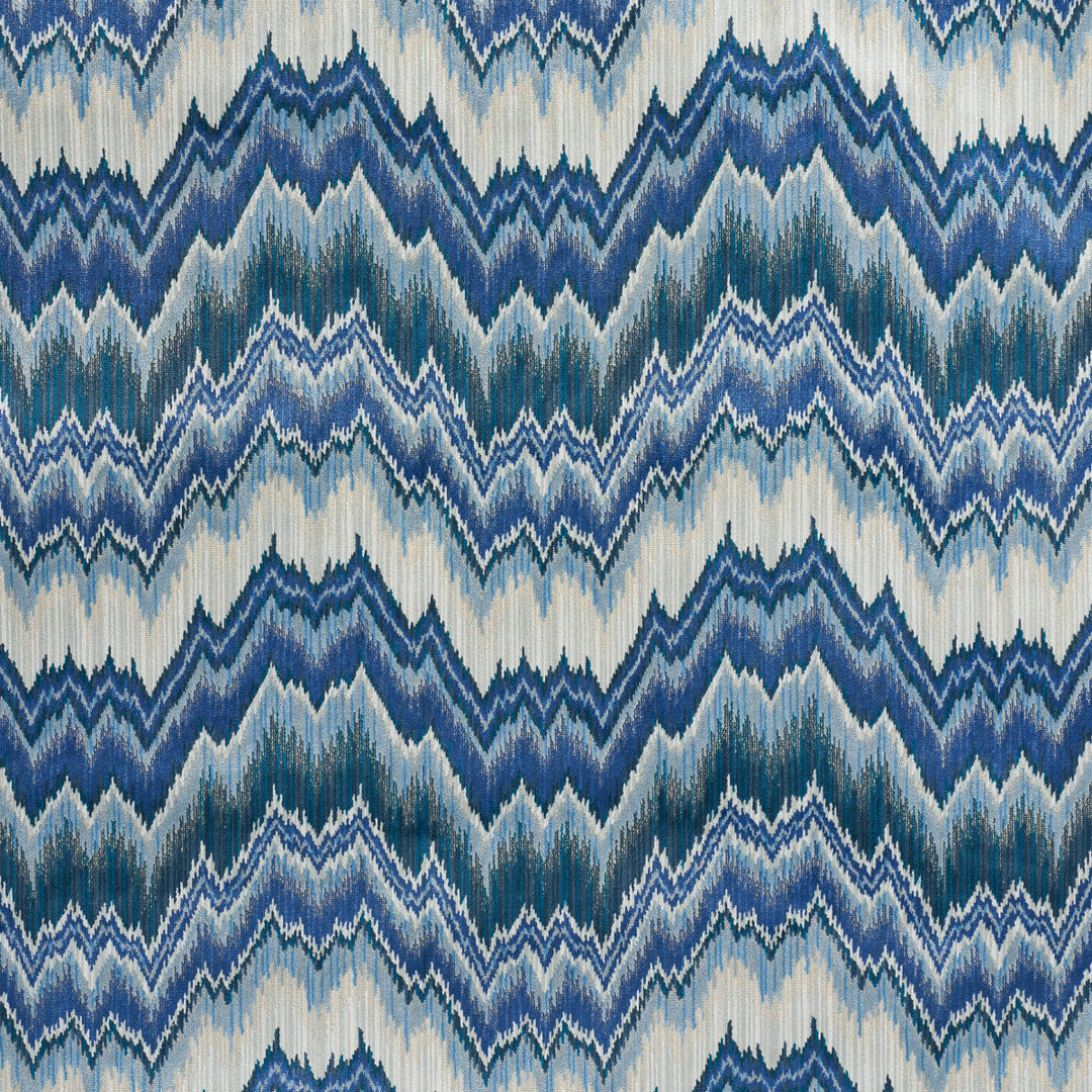 Schumacher Fabric Bezique Flamestitch Velvet - Lapis