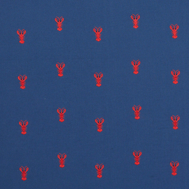 Lobster Embroidery Navy 78800 by Schumacher Designer Fabric EXQUISITE EMBROIDERIES See Sample INDIA - </p><p>Repeat: Horizontal: 8 1/2" (22CM) and Vertical: 5 1/8" (13CM) 57 1/2" - Swanky Fabrics -