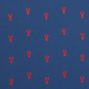 Schumacher Fabric Lobster Embroidery Navy 78800