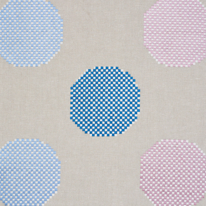 Hansen Embroidery Blue & Lilac 78941 by Schumacher Designer Fabric SCANDINAVIAN MODERN LINEN 100% INDIA </p><p>Repeat: Horizontal: 51" (130CM) and Vertical: 15 3/8" (39CM) 51 - Swanky Fabrics -