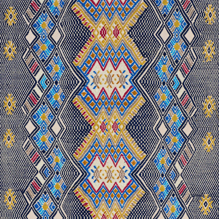 Kaya Hand Woven Brocade Blue 79260 by Schumacher Designer Fabric A RUM FELLOW BROCADES COTTON 100% GUATEMALA </p><p>Repeat: Horizontal: 19" (48CM) and Vertical: 7" (18CM) 19 - Swanky Fabrics -
