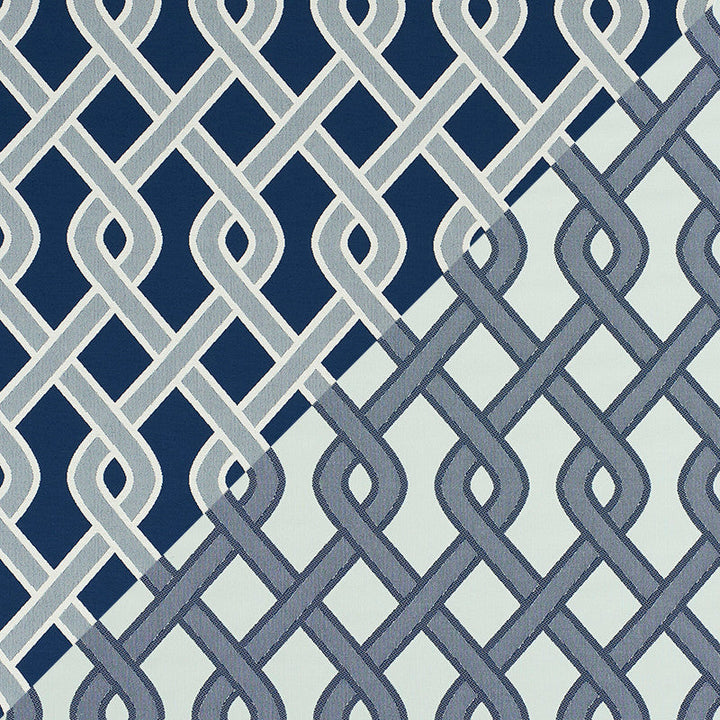 Cleo Trellis Indoor/Outdoor Blue 79570 by Schumacher Designer Fabric INDOOR/OUTDOOR PRINTS & WOVENS V POLYOLEFIN 100% UNITED STATES OF AMERICA MARTINDALE 30,000 </p><p>Repeat: Horizontal: 4 1/2" (11CM) and Vertical: 9" (23CM) 54 - Swanky Fabrics -
