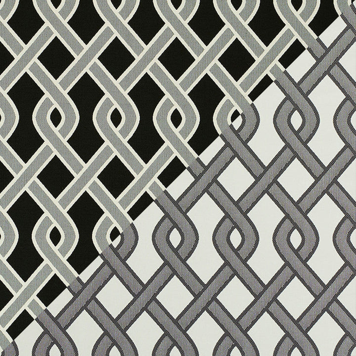 Cleo Trellis Indoor/Outdoor Black 79571 by Schumacher Designer Fabric INDOOR/OUTDOOR PRINTS & WOVENS V POLYOLEFIN 100% UNITED STATES OF AMERICA MARTINDALE 30,000 </p><p>Repeat: Horizontal: 4 1/2" (11CM) and Vertical: 9" (23CM) 54 - Swanky Fabrics -