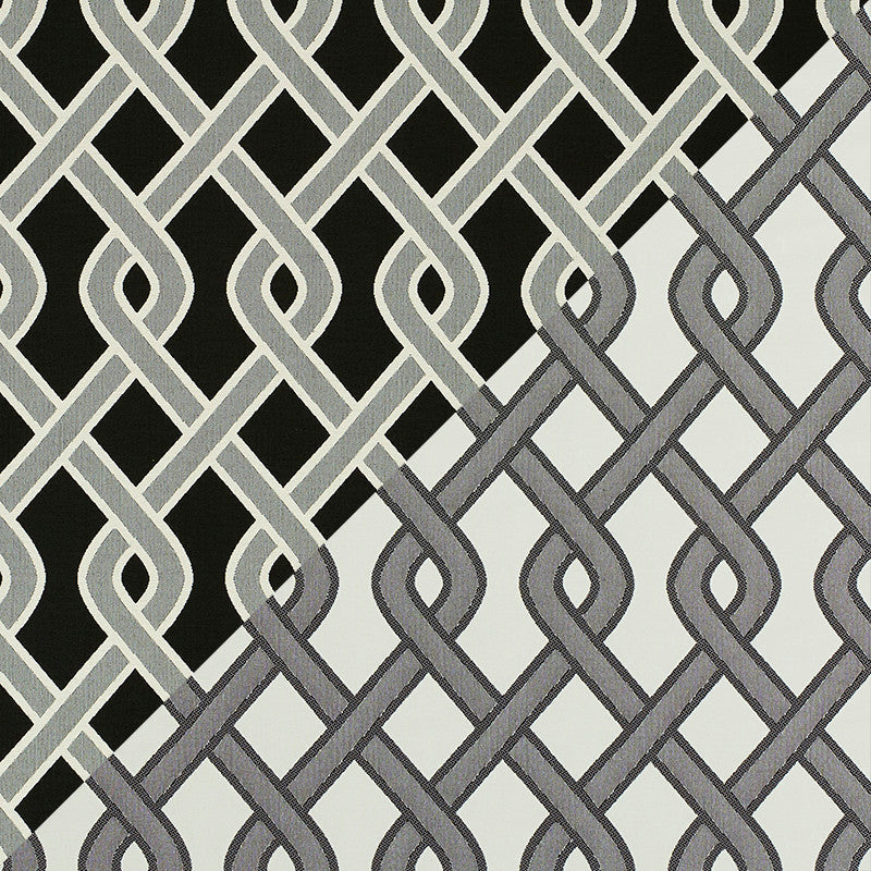 Cleo Trellis Indoor/Outdoor Black 79571 by Schumacher Designer Fabric INDOOR/OUTDOOR PRINTS & WOVENS V See Sample UNITED STATES OF AMERICA MEDIUM DURABILITY </p><p>Repeat: Horizontal: 4 1/2" (11CM) and Vertical: 9" (23CM) 54" (137CM) - Swanky Fabrics -