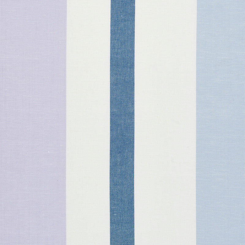 Lolland Linen Stripe Lilac & Blue 79661 by Schumacher Designer Fabric SCANDINAVIAN MODERN LINEN 60% COTTON 40% INDIA </p><p>Repeat: Horizontal: HORZ 54" (137CM) and Vertical: 54 - Swanky Fabrics -