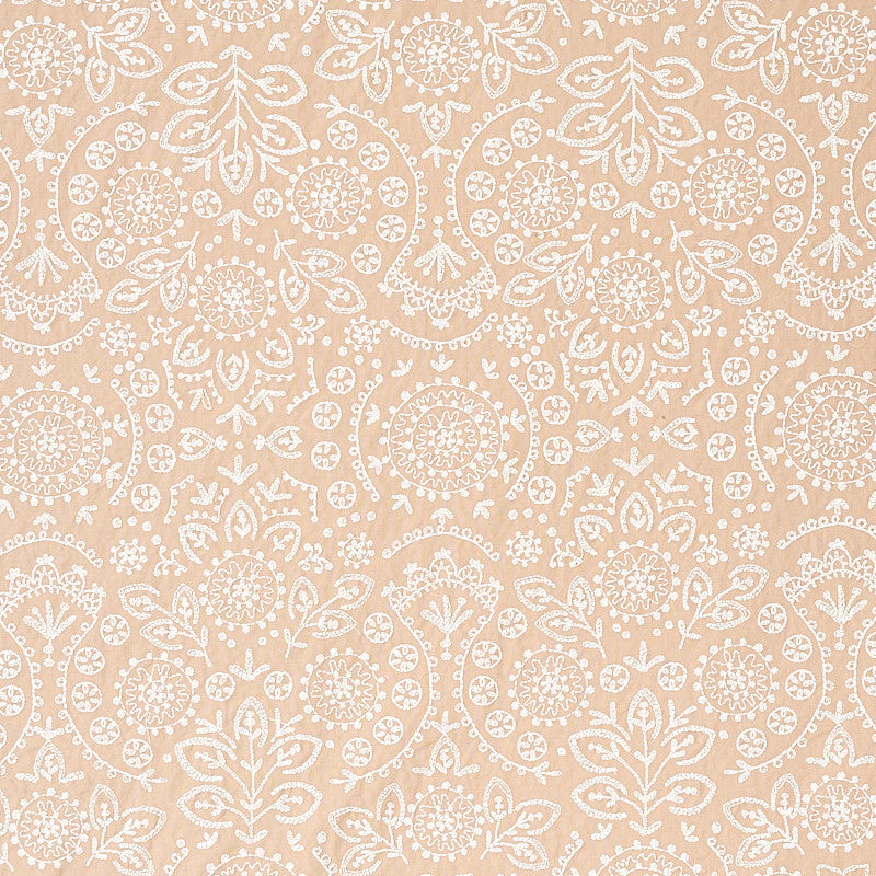 Tiana Embroidery Natural 79861 by Schumacher Fabric Schumacher Fabric Tiana Embroidery Natural 79861Fabric COTTON 100% INDIA </p><p>Repeat: H: HORZ. 12 4/5" (32CM) , V: VERT. 31 1/2" (80CM) 54 - Fabric Carolina -