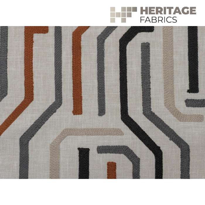 Maize Black Clay by Heritage Fabric - 52% Polyester 48% Cotton India 12,000 Horizontal: 9" and Vertical: 9.25" 54" - Fabric Carolina -