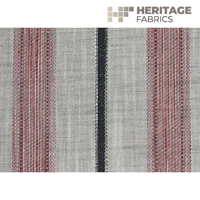 Trafalgar Stripe Fire by Heritage Fabric - 100% Polyester India 36,000 Horizontal: 6" and Vertical: N/A 54" - Fabric Carolina -