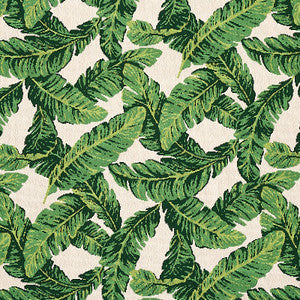 Schumacher Fabric Tropical Leaf Epingle Green & Ivory 80090