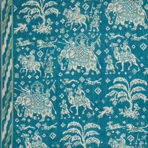 Brunschwig & Fils Fabric Aralam Print Teal/Green