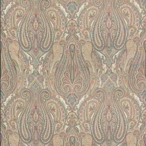 Brunschwig & Fils Fabric Aoria Paisley Red/Indigo