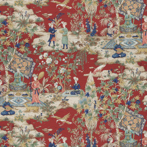 Brunschwig & Fils Fabric Lodi Garden Print Red