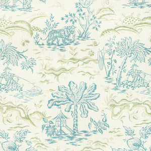 Brunschwig & Fils Fabric Valensole Print Teal/Leaf
