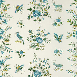 Brunschwig & Fils Fabric Aurel Print Aqua/Leaf 8023103.194.0