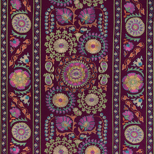 Brunschwig & Fils Fabric Saanvi Emb Plum/Leaf 8023113.310.0