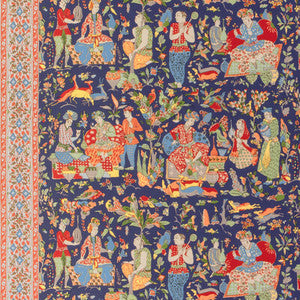 Brunschwig & Fils Fabric Shalimar Print Navy/Red 8024100.519.0