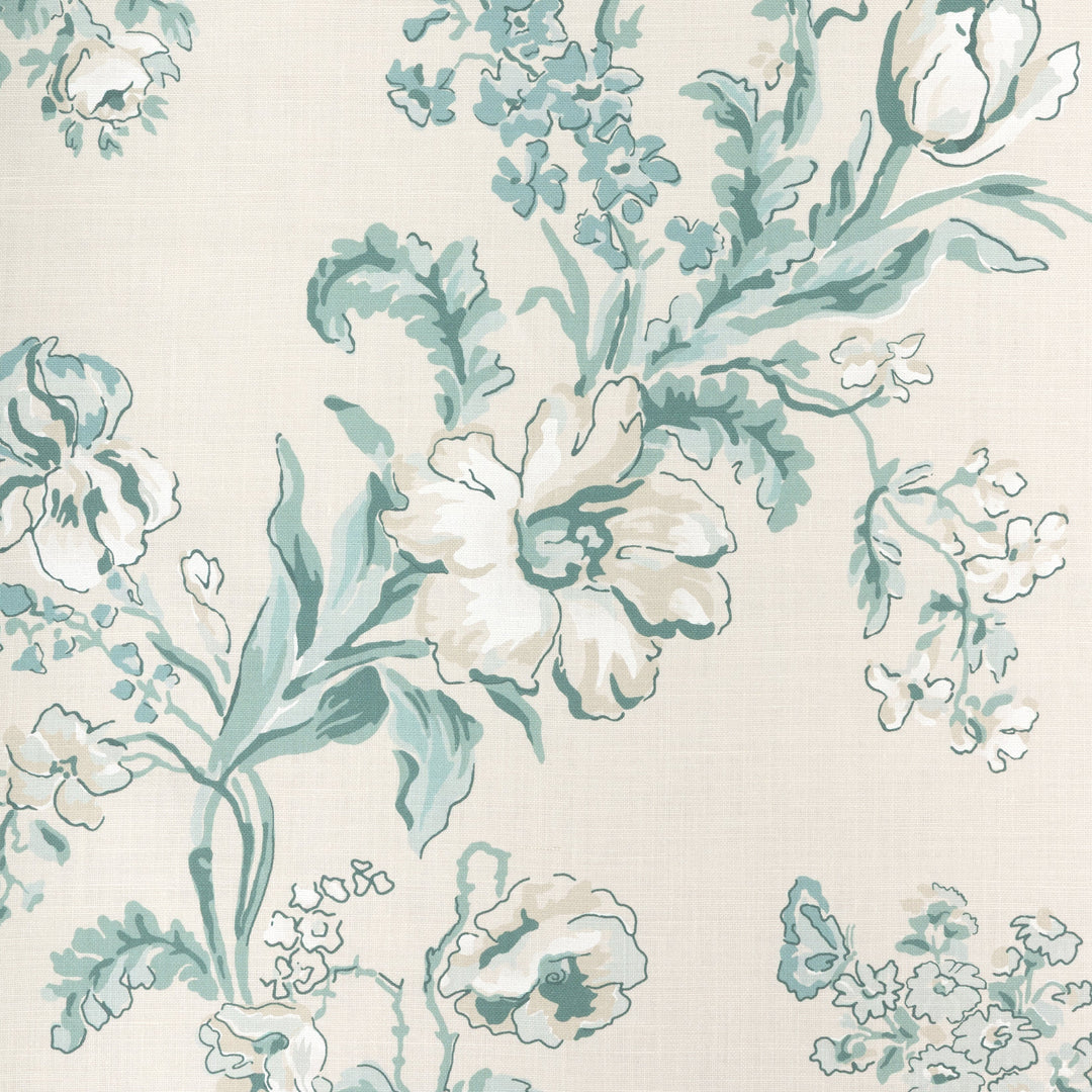 Brunschwig & Fils Fabric Maintenon Print - Aqua