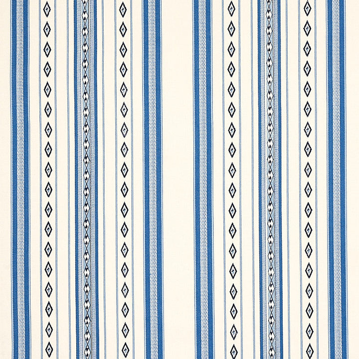 Dakota Stripe Blue 80271 by Schumacher Designer Fabric WORLD VIEW II COTTON 87% POLYESTER 13% INDIA </p><p>Repeat: Horizontal: 17 5/8" (45CM) and Vertical: 2" (5CM) 53 - Swanky Fabrics -