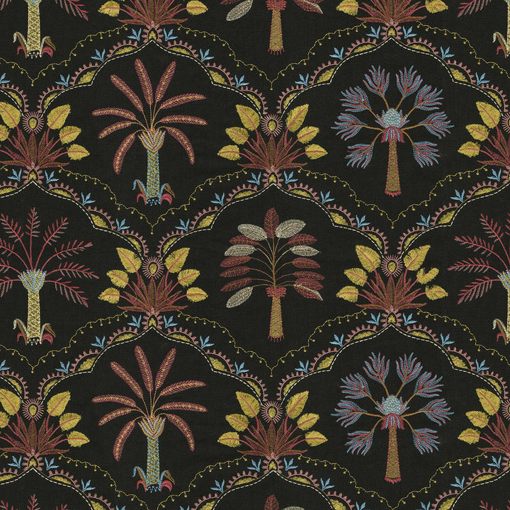 Daintree Emb Noir 802912 by Tommy Bahama Home Designer Fabric Base 100% cotton Emb: 100% rayon India 51000 Horizontal: 25.5 and Vertical: 15 54 - Swanky Fabrics -