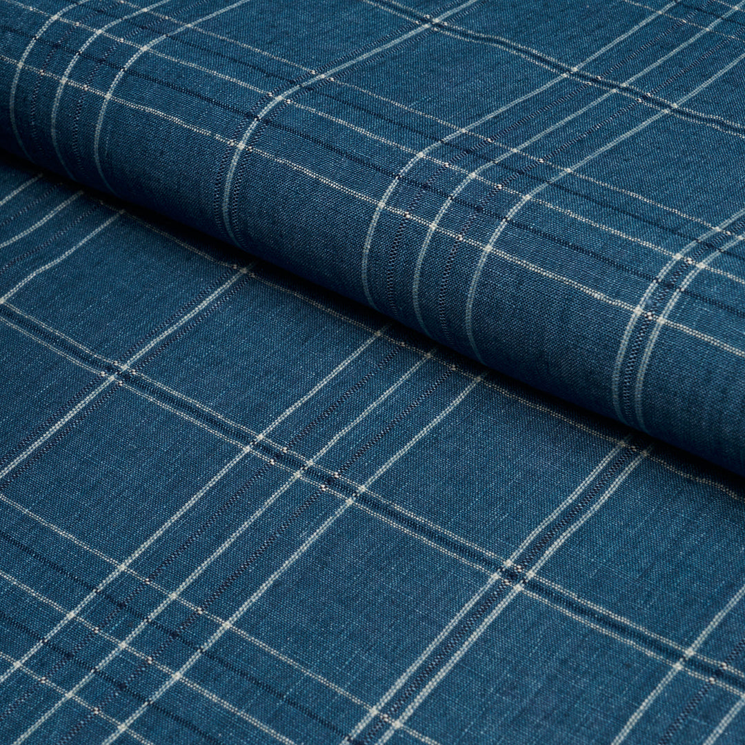 Schumacher Fabric Nils Plaid Linen - Denim