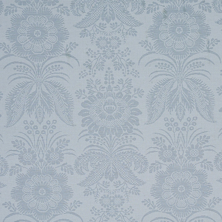 Greta Damask Blue 80420 by Schumacher Fabric Schumacher Fabric Greta Damask Blue 80420Fabric COTTON 52% INDIA </p><p>Repeat: H: HORZ. 13 2/5" (34CM), V: VERT. 15 1/2" (40CM) 54.3333 - Fabric Carolina -