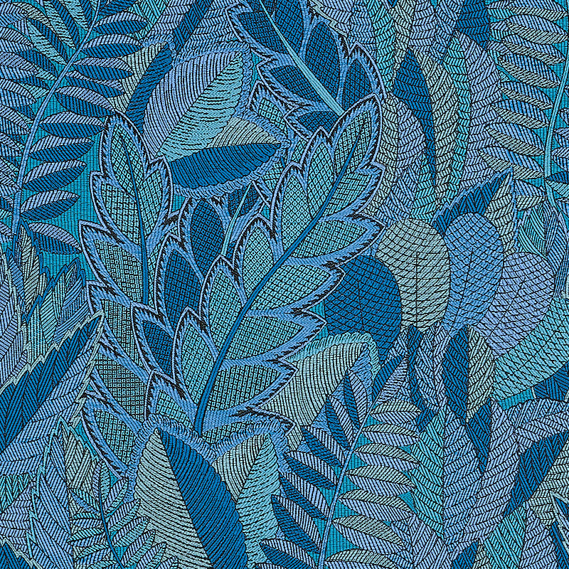 Japura Forest Blues 80563 by Schumacher Fabric Schumacher Fabric Japura Forest Blues 80563Fabric COTTON 71% FRANCE </p><p>Repeat: H: HORZ. 27 1/5" (69CM), V: VERT. 62 8/9" (160CM) 55 - Fabric Carolina -