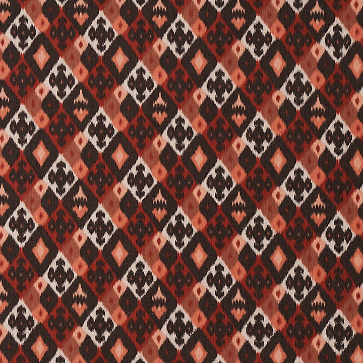 Sasha Diamond Ikat Terracotta 80660 by Schumacher Fabric Schumacher Fabric Sasha Diamond Ikat Terracotta 80660Fabric COTTON 100% SWITZERLAND </p><p>Repeat: H: HORZ. 5. 1/5" (13CM), V: VERT. 7 1/3" (19CM) 56 - Fabric Carolina -