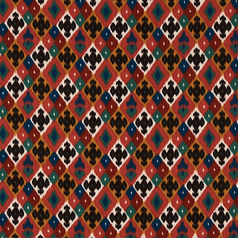 Schumacher Fabric Sasha Diamond Ikat - Rose And Saffron