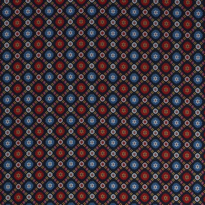 Larissa Navy 80770 by Schumacher Fabric Schumacher Fabric Larissa Navy 80770Fabric COTTON 100% INDIA </p><p>Repeat: H: HORZ. 1 1/2" (4CM), V: VERT. 1 1/2" (4CM) 54 - Fabric Carolina -