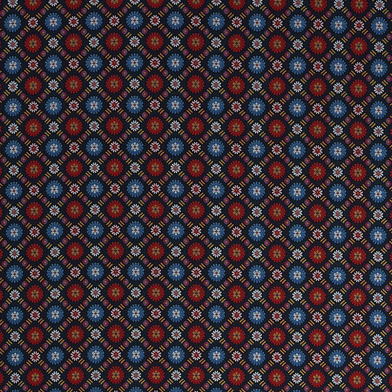Larissa Navy 80770 by Schumacher Fabric Schumacher Fabric Larissa Navy 80770Fabric COTTON 100% INDIA </p><p>Repeat: H: HORZ. 1 1/2" (4CM), V: VERT. 1 1/2" (4CM) 54 - Fabric Carolina -