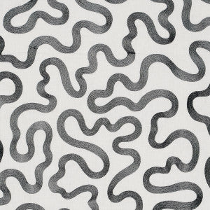 Schumacher Fabric Riley Embroidery Black On Ivory 80791