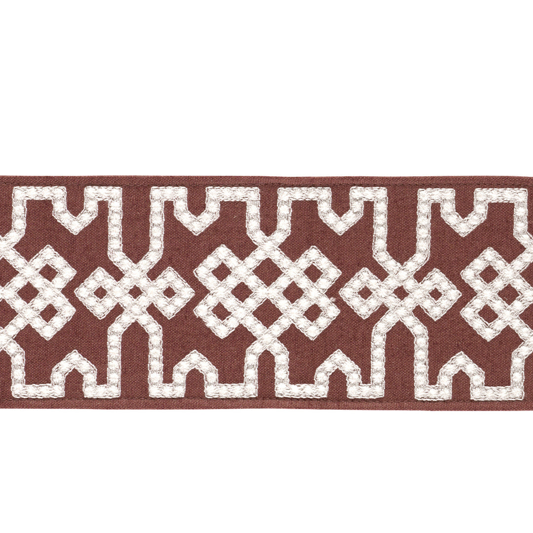 Schumacher Trim Knotted Trellis Tape - Grey On Brown