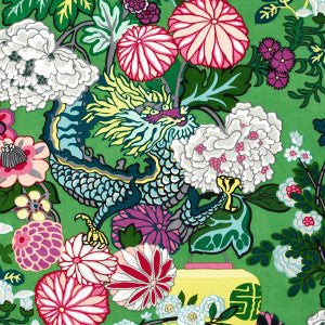 Schumacher Fabric Chiang Mai Dragon Velvet Jade 81171