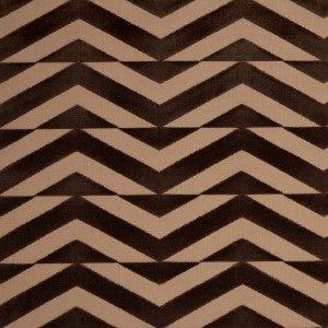 Schumacher Fabric Broken Chevron Cut Velvet Brown On Camel 81811