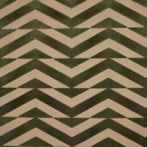 Schumacher Fabric Broken Chevron Cut Velvet Olive On Khaki 81812