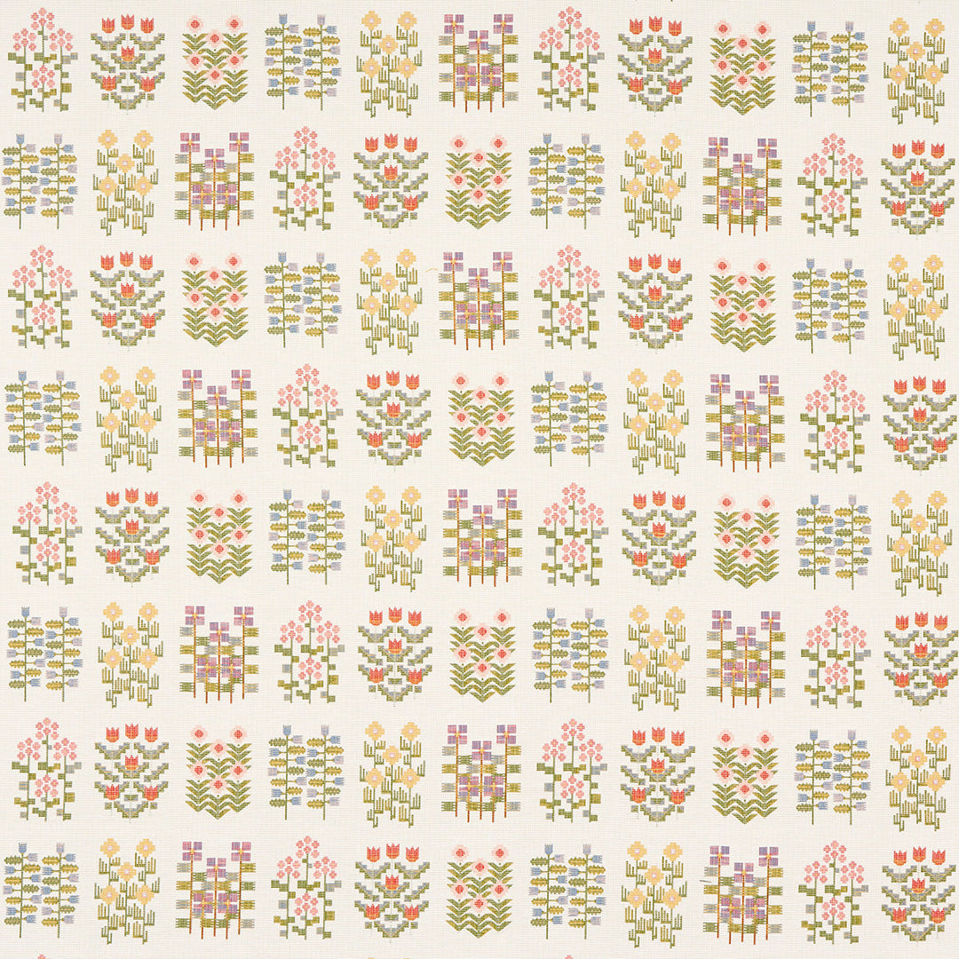 Schumacher Fabric Annika Floral Tapestry - Multi On Ivory