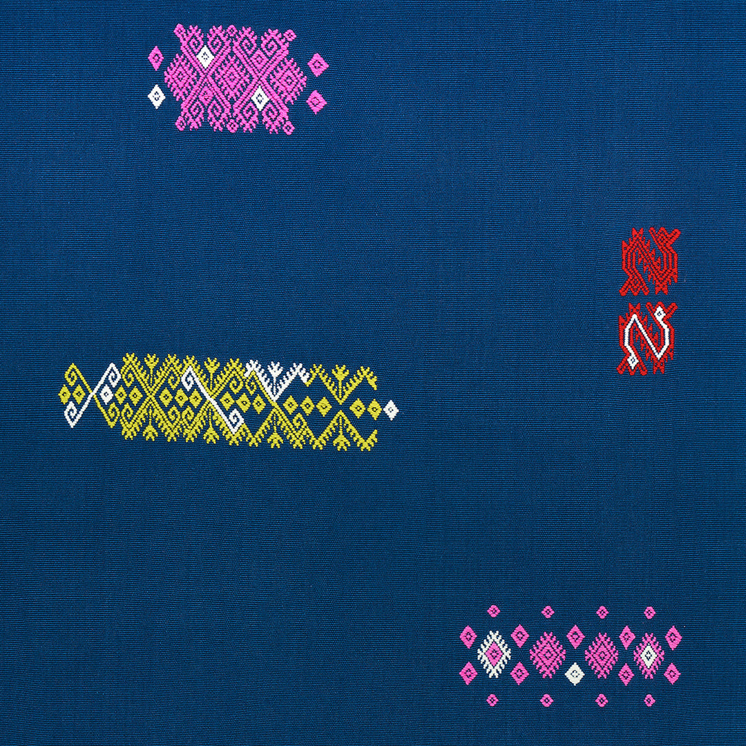 82041 Fabric Balamil Handwoven Panel - Multi On Navy