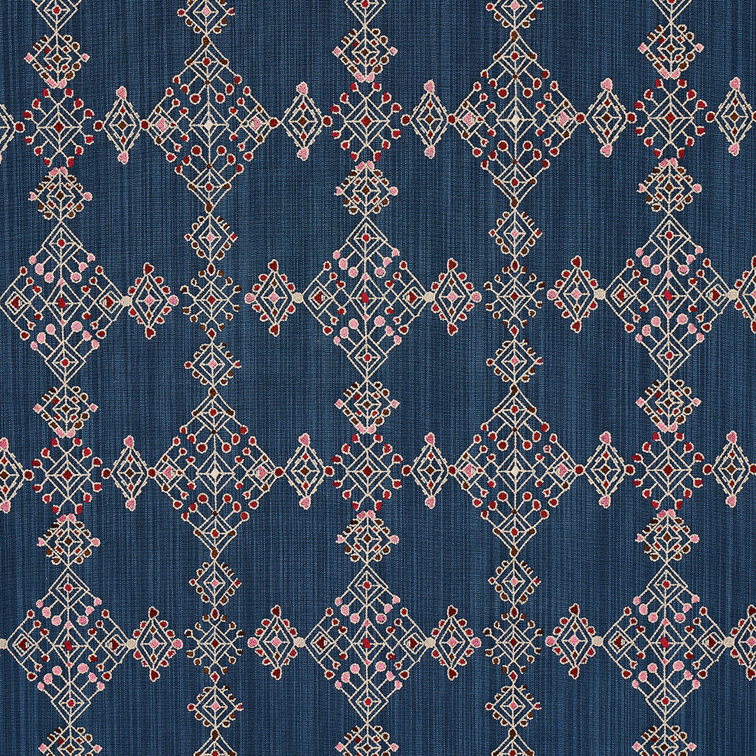 Schumacher Fabric Kalindi Embroidery - Indigo