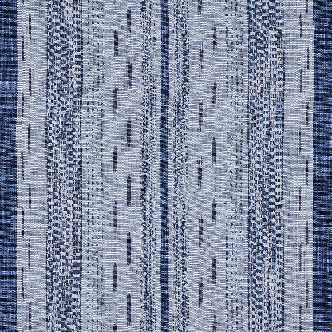 Schumacher Fabric Mirza Ikat Stripe - Indigo On Chambray