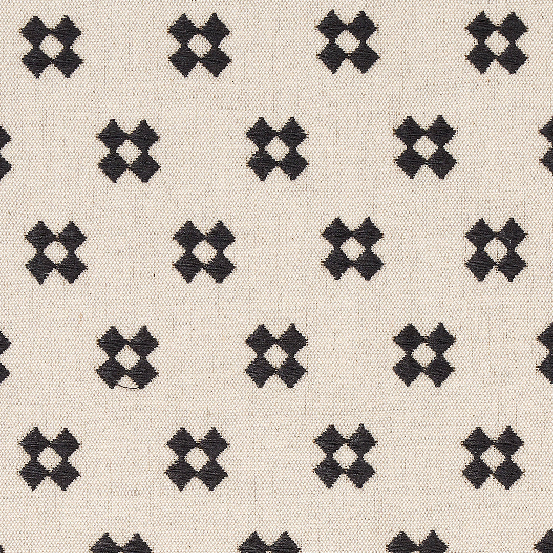 Schumacher Fabric Thandie Embroidery - Carbon On Natural