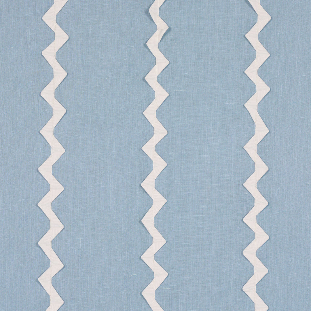 Schumacher Fabric Lazare Appliqué - Ivory On Chambray