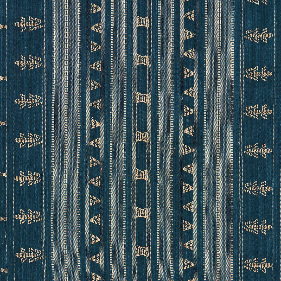 Schumacher Fabric Nima Embroidered Cotton Linen - Indigo