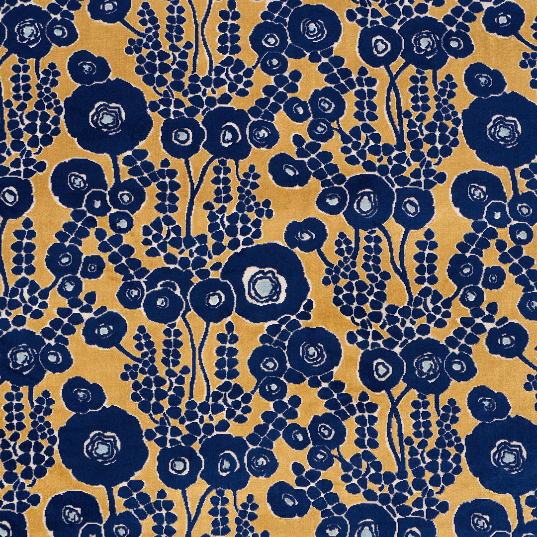 Schumacher Fabric Emelie Velvet - Sapphire & Gold